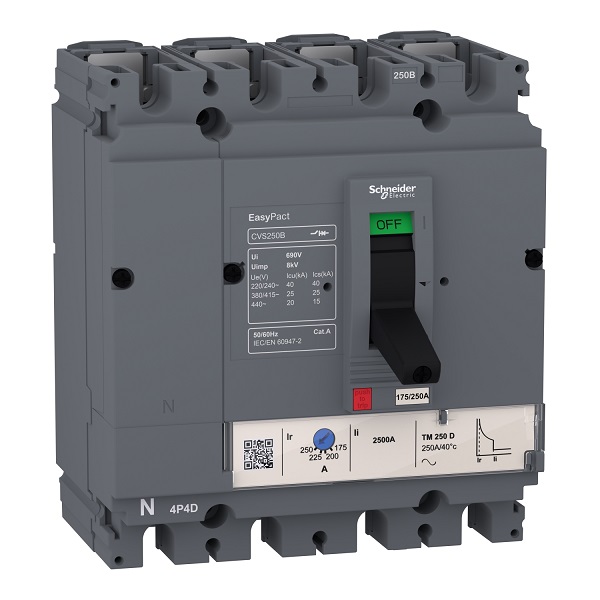 MCCB 4P 25kA Adj. 200A CVS250B