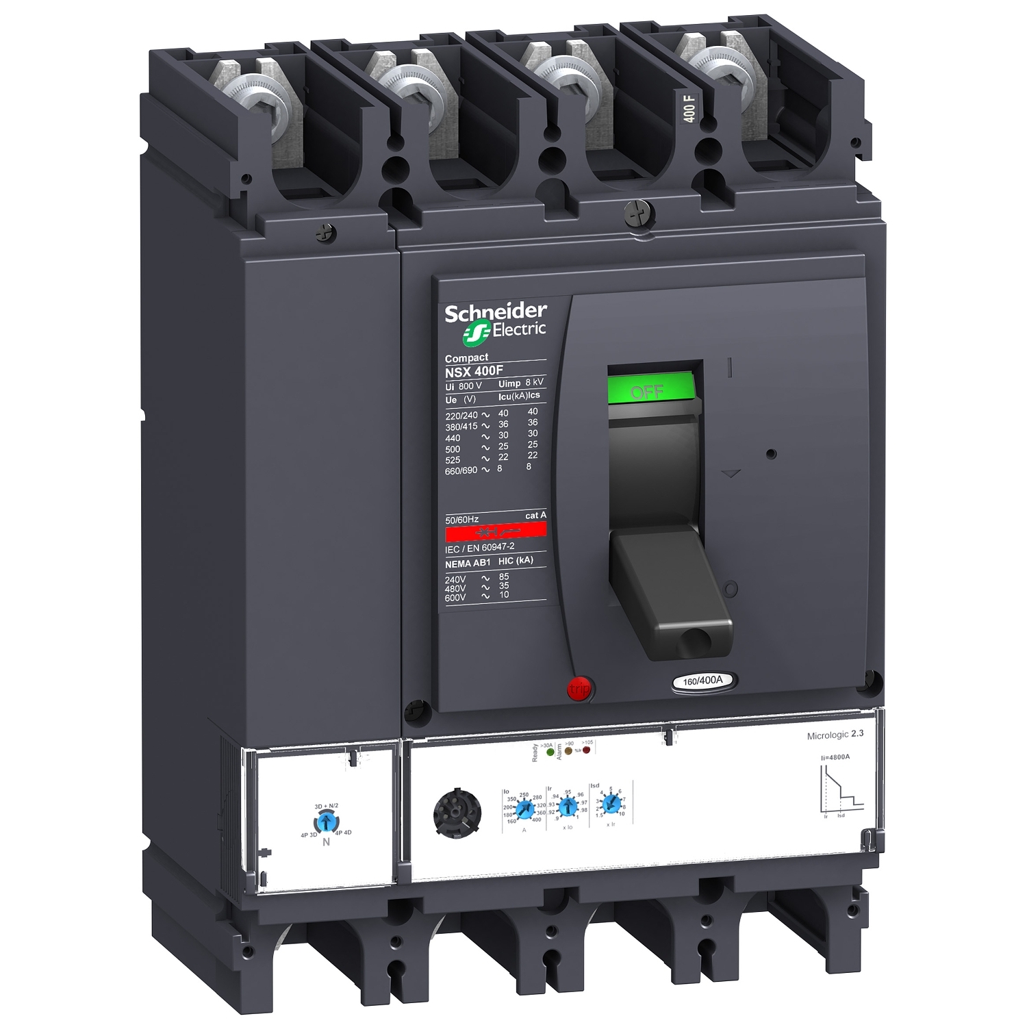MCCB 4P 50kA Adj. 400A NSX400N, ML2.3