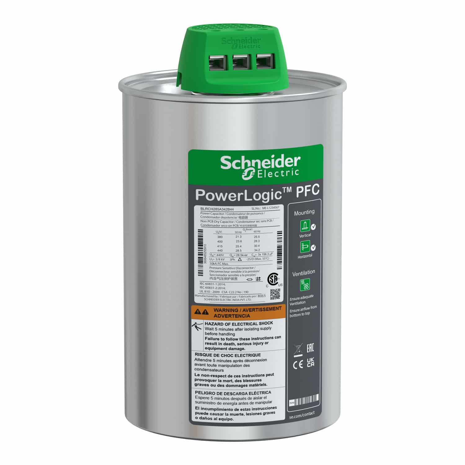 Capacitor 25.5/28.5KVAR 415/440V "CAN TYPE"